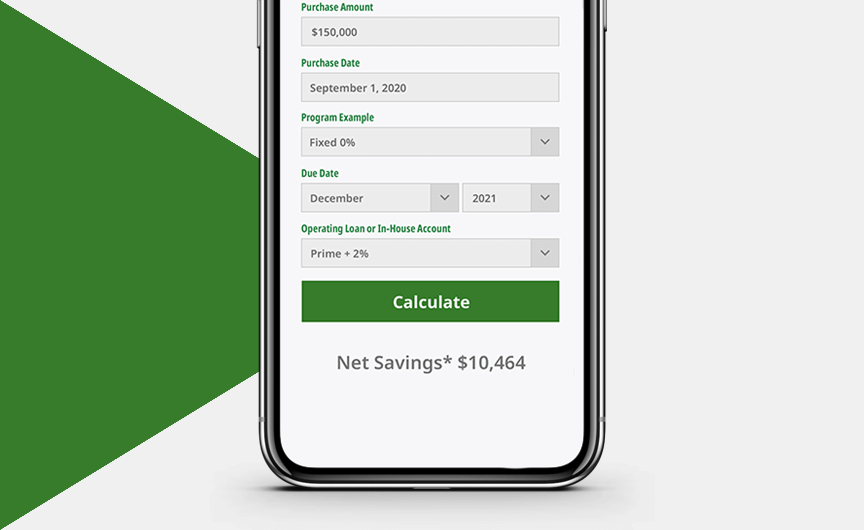 Crop input finance calculator.